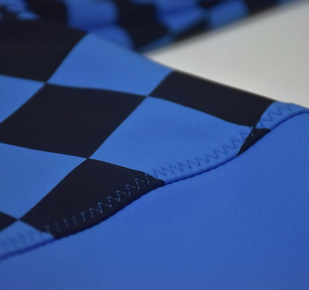 Ocean Blue/Black checker Long Sleeve Swimsuit