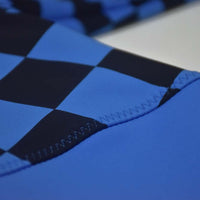 Ocean Blue/Black checker Long Sleeve Swimsuit