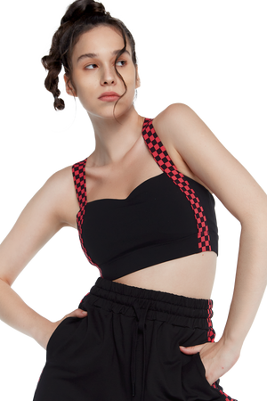 Berry/Black butterfly sports bra