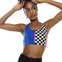 Pop It Black/White Checker Zipper Bra