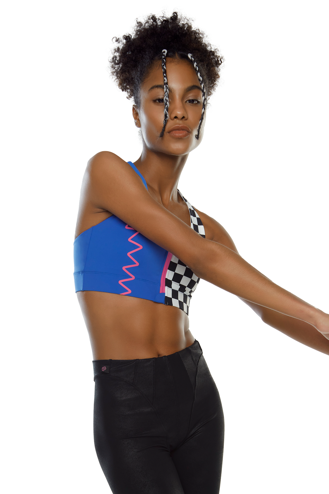 Pop It Black/White Checker Zipper Bra