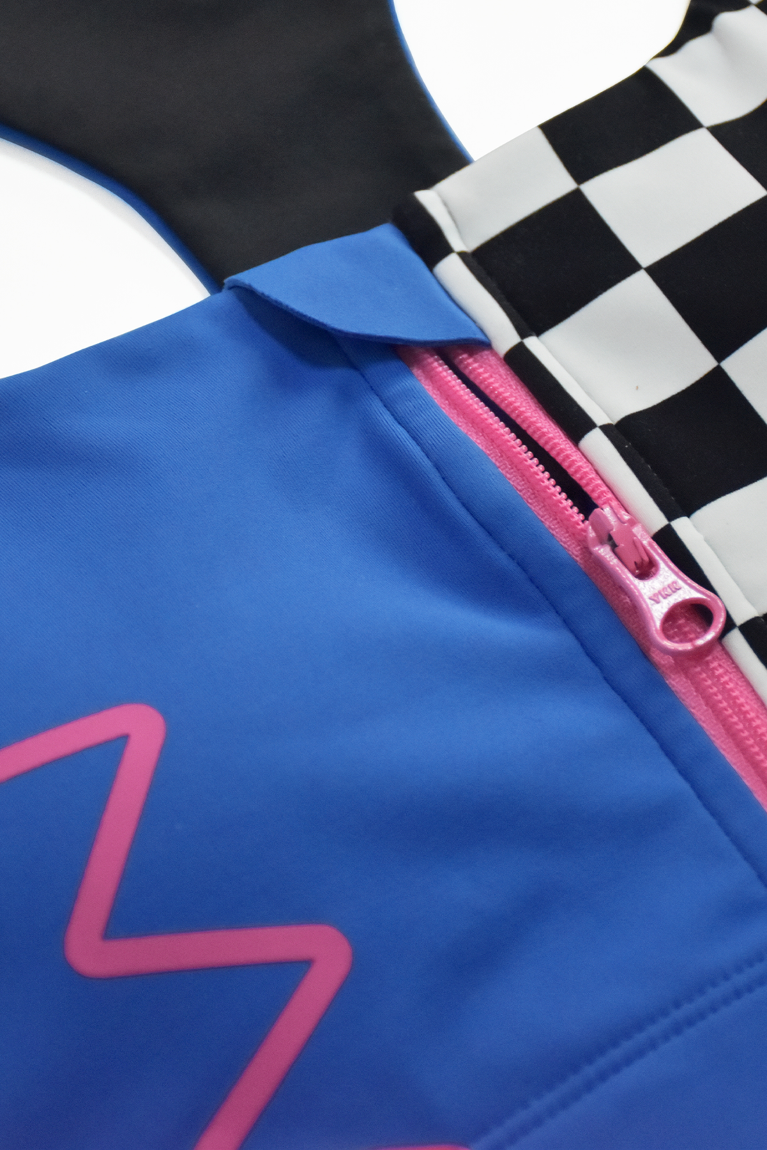 Pop It Black/White Checker Zipper Bra