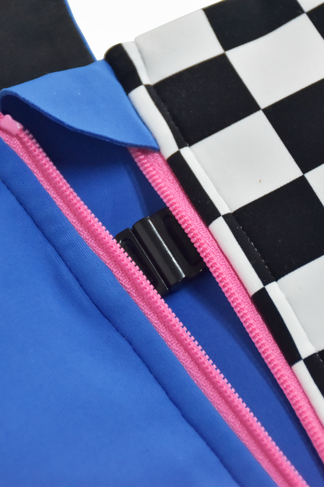 Pop It Black/White Checker Zipper Bra