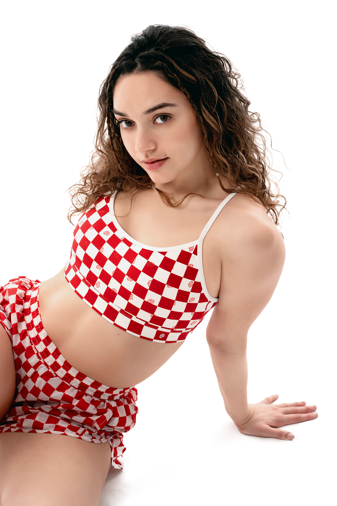 CHERRY/WHITE CHECKER SET