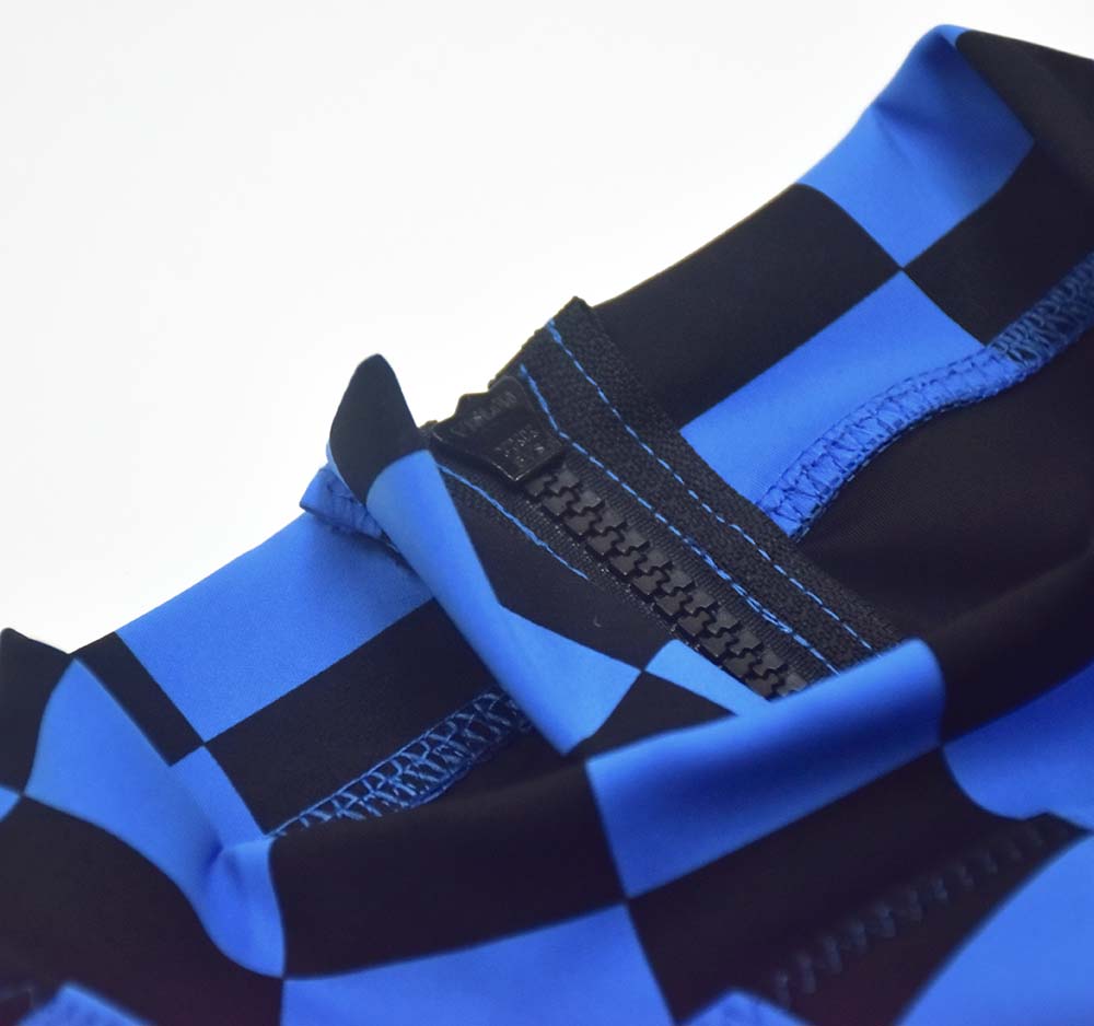 Ocean Blue/Black checker Long Sleeve Swimsuit