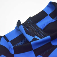 Ocean Blue/Black checker Long Sleeve Swimsuit